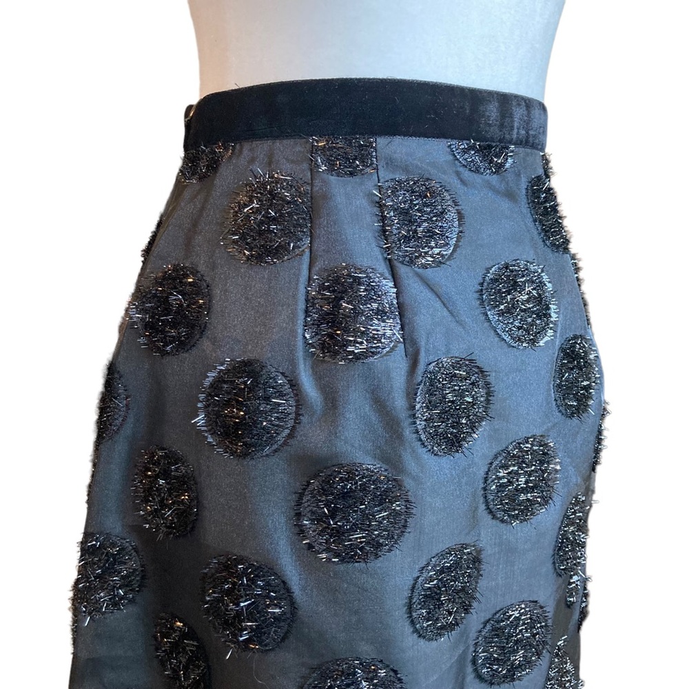 NWT RSVP by Talbots black A-line midi skirt with textured polka dots, Sz 4 - Picture 14 of 14